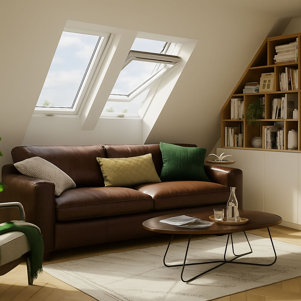 Roof windows with tripple-glazed windows in loft conversion