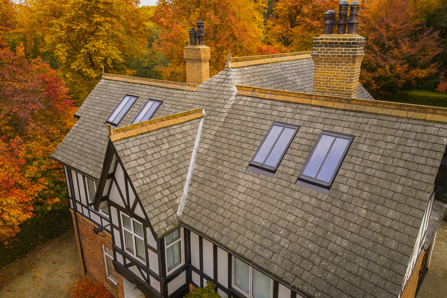 Velux heritage conservation roof windows on old listed building