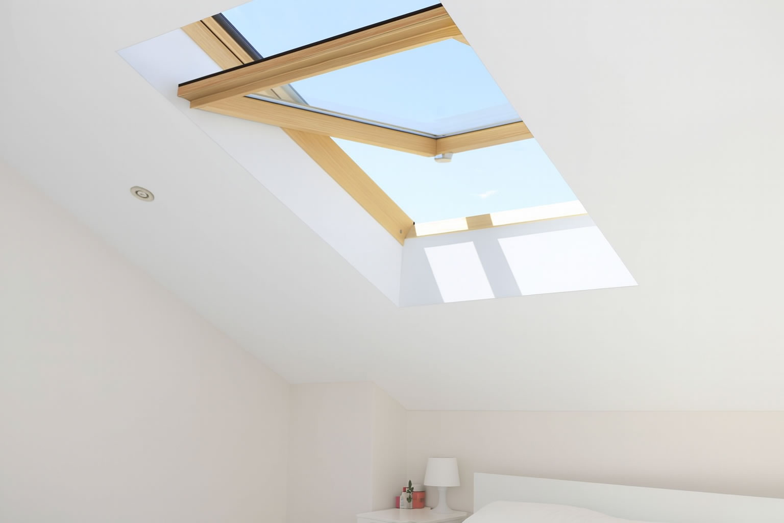 Velux roof window in loft conversion bedroom