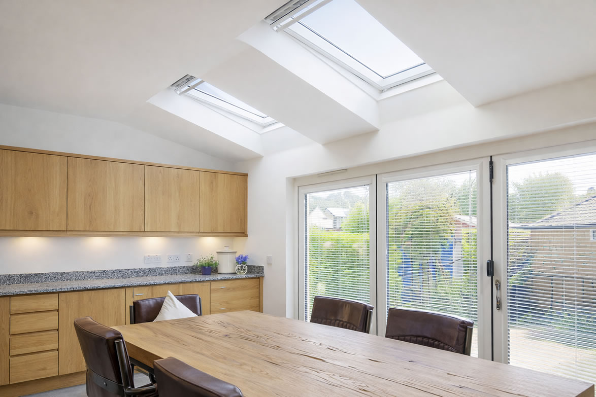 Velux roof window in kitchen extension