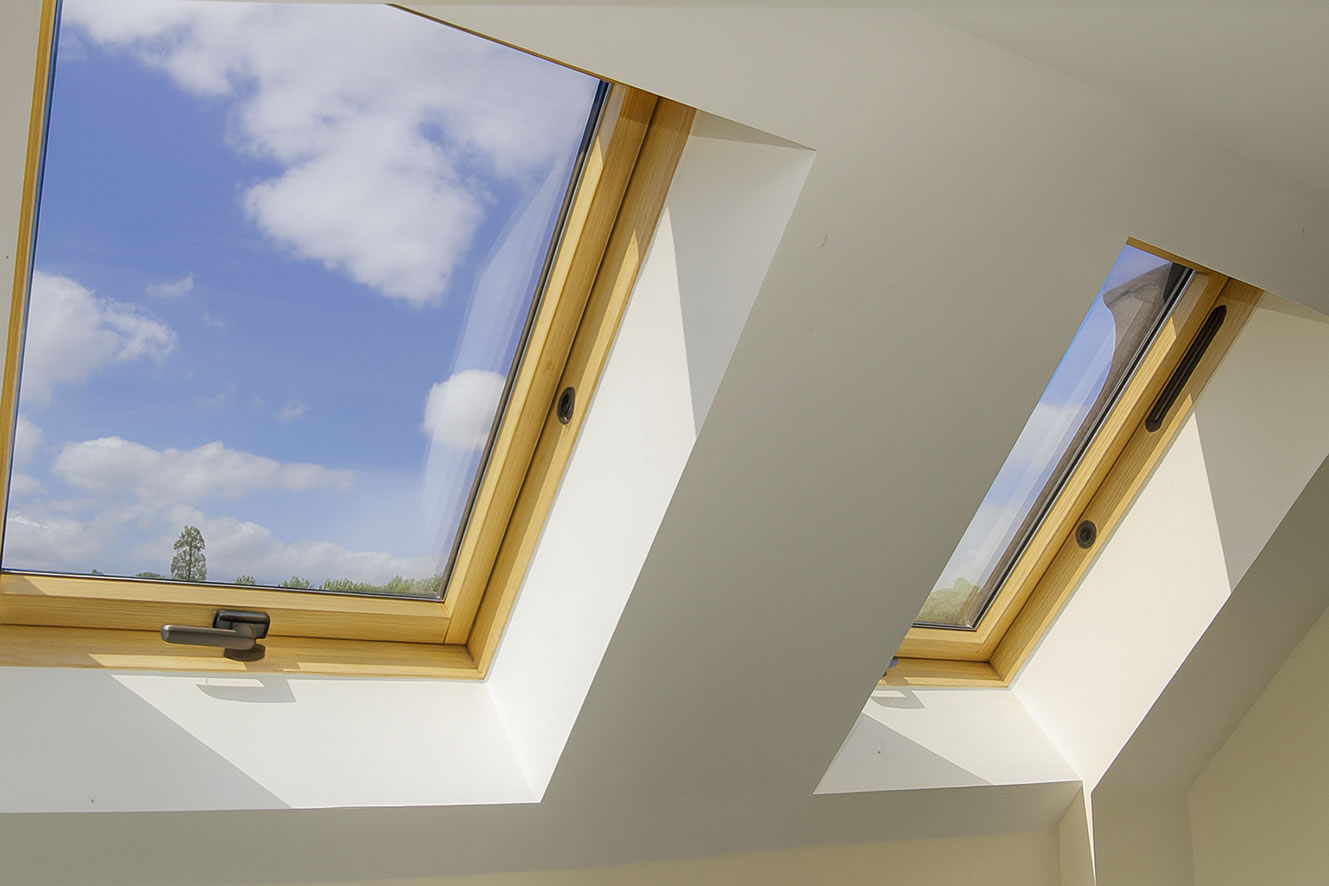 wooden frame roof window installation in loft conversion